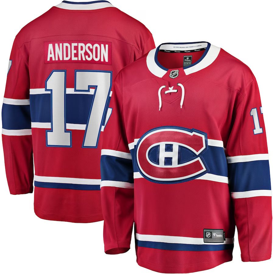 Men Montreal Canadiens 17 Josh Anderson Fanatics Branded Red Breakaway Player NHL Jersey